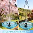 Hanging Bird Bath Fountain, Cascading Outdoor Birdbath with Glass Bowl, USB-Powered Water Feature for Garden, Patio, Yard Decor, Attracts Hummingbirds & Wild Birds