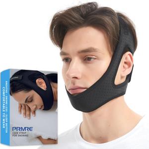 Double Adjustable Chin Strap for CPAP Users, Breathable and Comfortable Chin Strap for Snoring - Better Night's Sleep Chin Strap for Men and Women (Black)