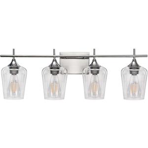 Vanity Lights Fixtures, 4 Light Bathroom Light, Chrome Wall Light with Clear Glass Shade, Modern Bathroom Wall Sconce Lighting for Bath, Living Room, Bedroom, Stairs, Gallery, Restaurant