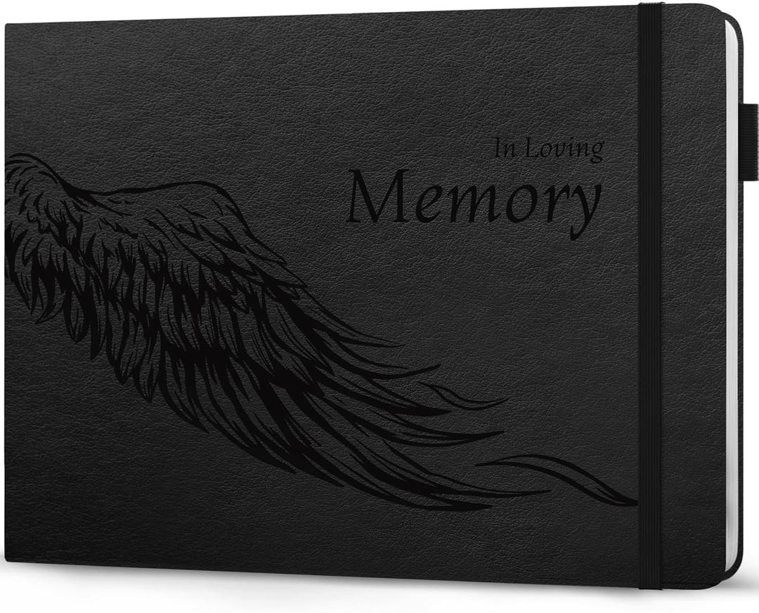 Legend Planner Funeral Guest Book for Memorial Service  Hard Cover Celebration of Life Guest Book  Memorial Book for Funeral Signing  600 Guest Entries, Hardcover, 10" x 7" (Black)