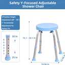Shower Chair, 360 Rotating Shower Stool, 6-Level Adjustable Height Bath Seat, 330 lbs Weight Capacity, Anti-Slip Shower Bench for Elderly Seniors Disabled, Easy Setup Assembly Bathroom Safety Chair