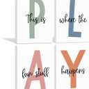 Kids Playroom Wall Art Boys Room Wall Decor Childrens Playroom Canvas Prints Baby Boy Kids Room Poster Decor Toddler Nursery Print Artwork Let'S Play Sign 12x16 Inch Set of 4 Ready to Hang