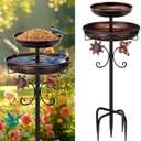 Daoeny Bird Bath for Outside, 42In Vintage Freestanding Birdbaths for Outdoors, Double Metal Bird Bath Feeder Bowls for Garden Patio Yard Lawn Decor, Upgraded 5-Pronged Base (Antique Bronze)