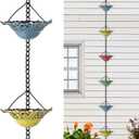 Tfro & Cile Rain Chain Gutter Downspout Colorful Catcher Outside Water Diverter Decorative Garden Rain Cups Chime Home Decor - 8 1/2 Ft Length