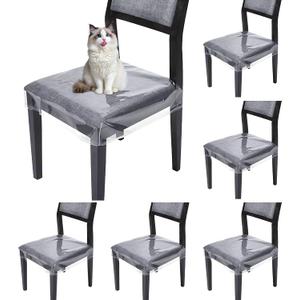 LOYORTY 6PCS Plastic Chair Covers for Dining Chairs, Plastic Seat Covers, PVC Dining Chair Covers, Stain, Water and Kitty Scratch Resistant for Most 16-18 Inches Chair