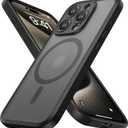 ImpactStrong Magnetic Guard Designed for iPhone 15 Pro Max Case [Camera Protection] [Military Grade Drop Tested] [Compatible with MagSafe] Slim Translucent Matte Phone Case (6.7") - Black
