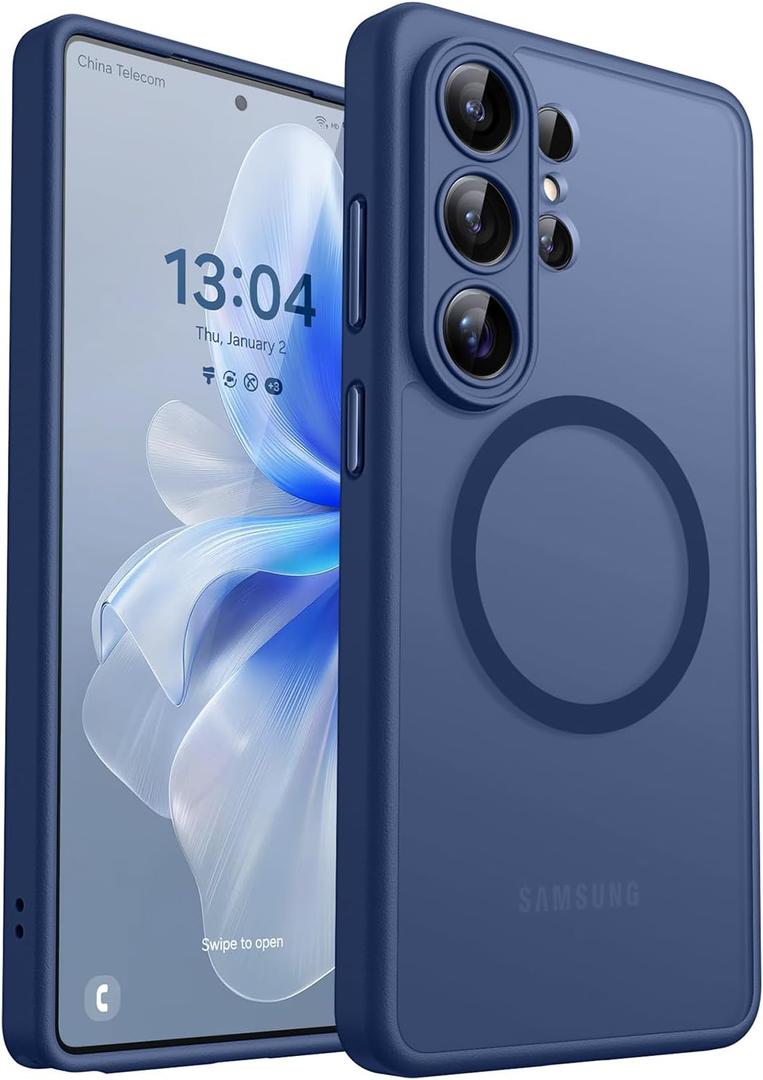 CANSHN Designed for Samsung Galaxy S26 Ultra Case (6.9 inch), Upgraded [Full Camera Protection] [Compatible with Magsafe] [Translucent Matte] Shockproof Protective Phone Cover, Deep Blue