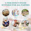 4 Tier Rotatable Donut Stand with 22 Pegs, Acrylic Dessert Table Display for Doughnuts, Bagels, Cupcakes, Donut Tower Stand for Birthday Wedding Party Baby Shower Christmas 9.84 x 16.93in