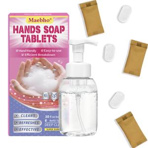 2 x Foaming Hand Soap Kit, 1 Refillable Foaming Hand Soap Dispensers+6 Tablet Refills Ocean Scent 6 x 10.14 Fl oz Bottles (60.84Fl oz Total)