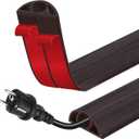 Floor Cord Cover for Wires on Floor Self Adhesive Cord Hider Floor Cable Management Wire Covers for Cords Protector Prevent Cable Trips Cord Cavity W 0.32" x H 0.32", Black Walnut, 20Ft