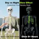 8ft Halloween Giant Skeleton - Posable with Glowing Eyes & Luminescent Paint, Tall Outdoor Skeleton Full Body Life-Like Bones for Halloween Decorations