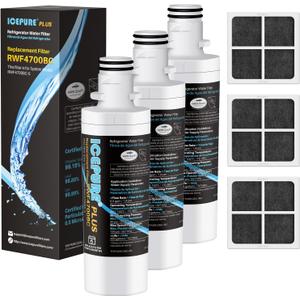 ICEPURE PLUS ADQ747935 NSF/ANSI 53 Certified Replacement for LG LT1000P MDJ64844601, Kenmore Elite 9980, LT1000PC ADQ74793501 LT1000 RWF4700A RWF4700AB Refrigerator Water and LT120F Air Filter, 3 Combo