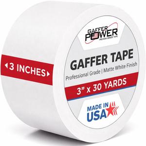 Gaffer Power White Gaffer Tape 3 x 30 Yards  No Residue, Made in USA, Professional Grade, Non-Reflective Matte Cloth Tape for Labeling, Stage, Photography & Cable Management