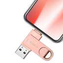 USB3.0 256GB Flash Drive Phone Photo Stick 2in1 for i Phone Android USB C and Computer MS02 Pink