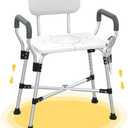 Medhelp Extra Wide Shower Chair for Inside Shower with Arms and Back, 500 lbs Heavy Duty Shower Seat for Bathtub, Height Adjustable Safety Crossbar Bath Seat for Elderly, Adults, Handicap & Disabled