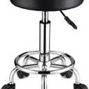 Round Rolling Stool with Wheels Height Adjustable Swivel Stool Chair for Spa Salon Massage Black
