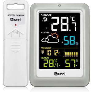 Indoor Outdoor Wireless Weather Stations, 328ft Transmission Sensor, 3 Adjustable Backlight Inside Outside (Colorful)
