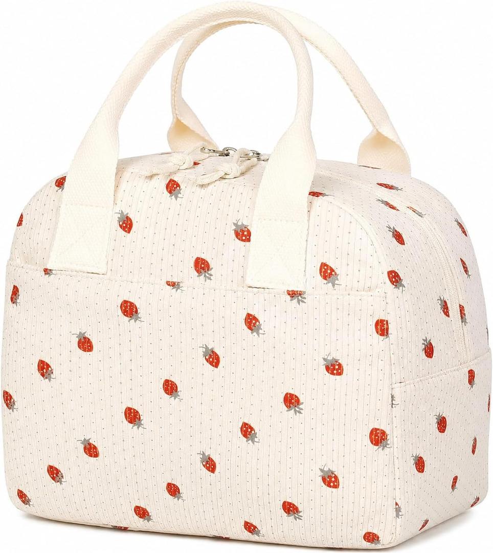 Lunch Box for Women Cute Corduroy Lunch Bag Reusable Thermal Cooler Bags for Work, Picnic, Travel or Daily Use