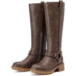 Ruiee Knee High Boots for Women Comfort Stylish Casual Round Toe Tall Riding Combat Boot Classic Fashion Fall Winter Knee-High Flat Boots. Size 7 1/2