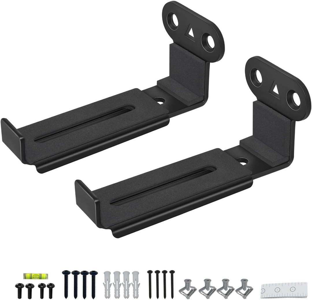Soundbar Wall Mount,All Metal Sound Bar Mounts Under TV for Sonos,Samsung, Bose, Vizio, LG, Sony, JBL and More,Depth Adjustable 3.7-6.3, Hold up to 30 lbs,HD-118,2 Packs,Black