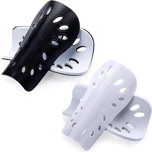 Soccer Shin Guards, 2 Pair Lightweight and Breathable Shin Guard Sleeves for Adults Football Player, Calf Protective Gear Shin Guards for Men Women (Bigger Shin Guards) (black and white)