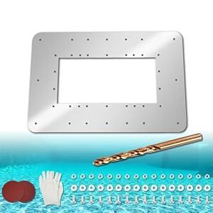 ZAIGANMA 18 7/ 9 X 12 2/ 7 in Wide Mouth Above Ground Pool Skimmer Wall Repair Panel, Water Return Repair Kit, Repair Rusted Pool Wall, Replace SP1091WM Dyna-Skim and Hydrotools 8939 Skimmers