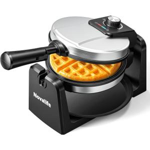 Waffle Maker, Rotating Belgian Waffle Maker, 180 Flip Waffle Iron, Non-Stick Plate, Adjustable Browning Control, Foldable Cool Touch Handle, Removable Drip Tray, Space Saving Storage, Stainless Steel