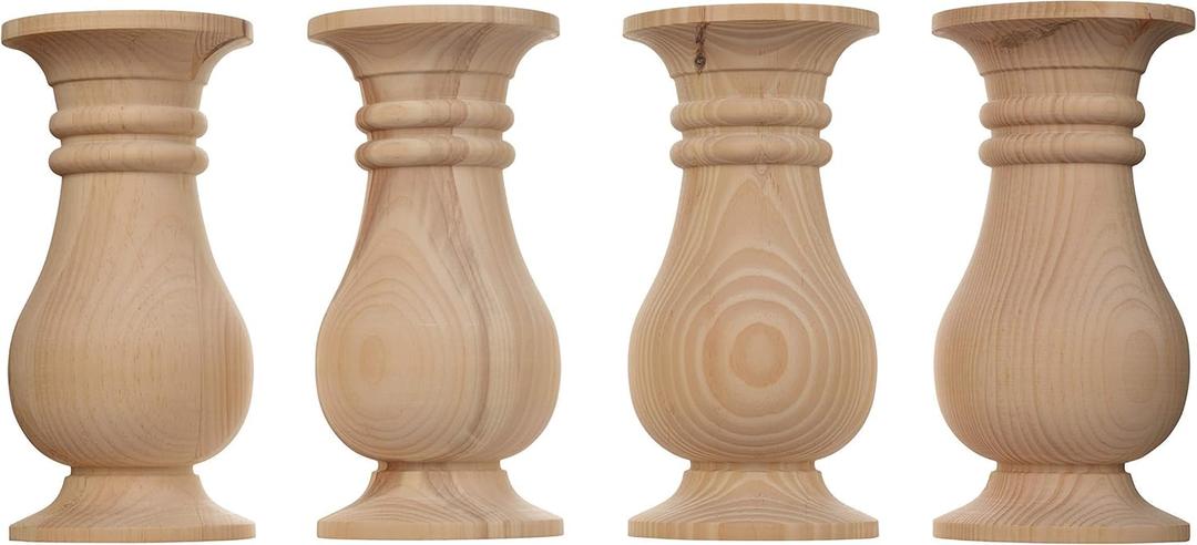 CAROLINA LEG CO. Balustrade Coffee Table Legs - Pine Furniture Legs - Set of 4 - Dimensions: 5" x 10"