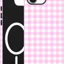 Jusy Compatible with MagSafe Checkered Case for iPhone 16e/17e, Cute Aesthetic Plaid Magnetic Phone Case, Soft TPU and Hard PC Protective Phone Cover for Women GirlsMatte - Pink Plaid