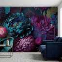Bormia Dark Purple Floral Peel and Stick Wallpaper Peony Flower Wall Murals