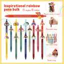 Sayglossy 60 Set Appreciation Gifts Rainbow Inspirational Pens Bookmarks | Positive Messages for Teacher Employee Staff Nurse Coworkers, Multicolor Ballpoint Pens, Back to School Thank You Gift