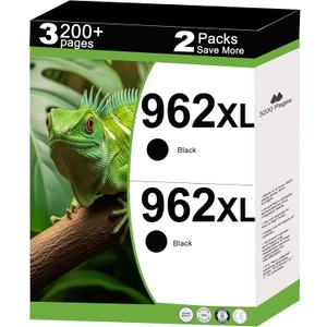 962XL Ink Cartridges Black Replacement for HP 962 XL Compatible for HP962XL Work with 9015e 9010 9015 9025e 9020 9018e 9018 9025 9012e 9010e 9012 9020e 9019 Printer with V16.3.1 Chip (2 Packs,Black)