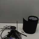 VILUXY Modern Black Chandelier Fabric Pendant Light Fixture Double Drum Shade Hanging Ceiling Chandelier 3 Lights Round Linen for Bedroom Dining Room Living Room Foyer