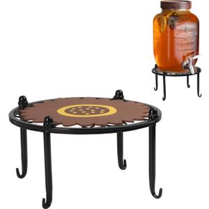 Heavy-duty Metal Beverage Drink Dispensers Stand, Drinking Crock Cold Water Glass Container Holder, Countertop Rack Base for Juice Lemonade Dispenser Mason Jar, Max Diameter 8", Black