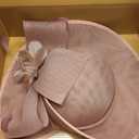dressfan Vintage Fascinator Hats for Women,20s 50s Linen Flower Hat for Derby/Church/Wedding/Cocktail/Tea Party (Pink) M36