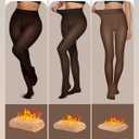 OEAK Womens Fleece Lined Tights Fake Translucent Pantyhose Thermal Opaque High Waisted Winter Legging Footed Sheer Tights (XL)