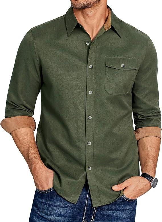 COOFANDY Men's Flannel Long Sleeve Button Down Casual Plaid Shirt With Pocket, XXL