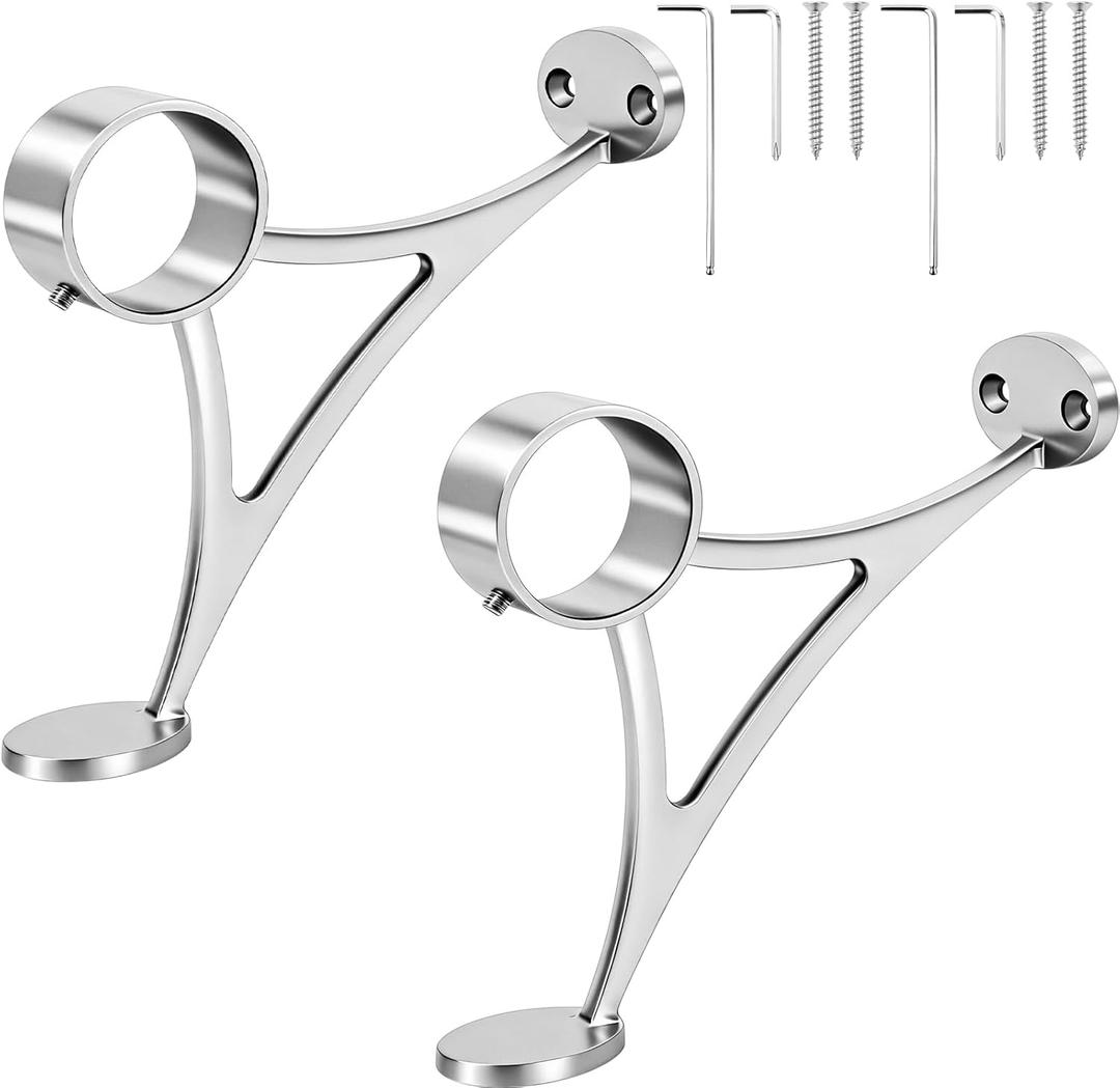 Bar Foot Rail Brackets Stainless Steel 316 Grade Bar and Floor Mount Combination Bracket, Fits 2 Inches/ 5.08 cm Od Bars Foot Rail Tubing Mat Finish with Screws and Hex Keys(Silver,2 Pack)