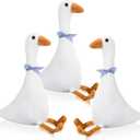 Sosation 3 Pieces 15.7'' Silly Goose Plush Stuffed Animal, Swan Stuffed Animal, Blue Plaid Fluffy Cute Goose Funny Duck Plush Swan Gifts for Adults Home Birthday Favor
