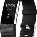 Replacement Bands for Fitbit Charge 2, Silicone Adjustable Classic Bands for Fitbit Charge 2,Women Men (Small, Black)