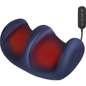 Foot and Calf Massager with Heat, Shiatsu Kneading Foot Massager for Pain Relief, Deep Tissue Massager Machine with Massage Roller, Wired Remote, Gifts for Mom Dad (Blue)