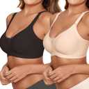 COOL CUTE Jelly Bras for Women No Underwire Sexy V-Neck Mesh Comfy Wireless Bralettes Seamless Everyday Tshirt Bra (Beige, S)