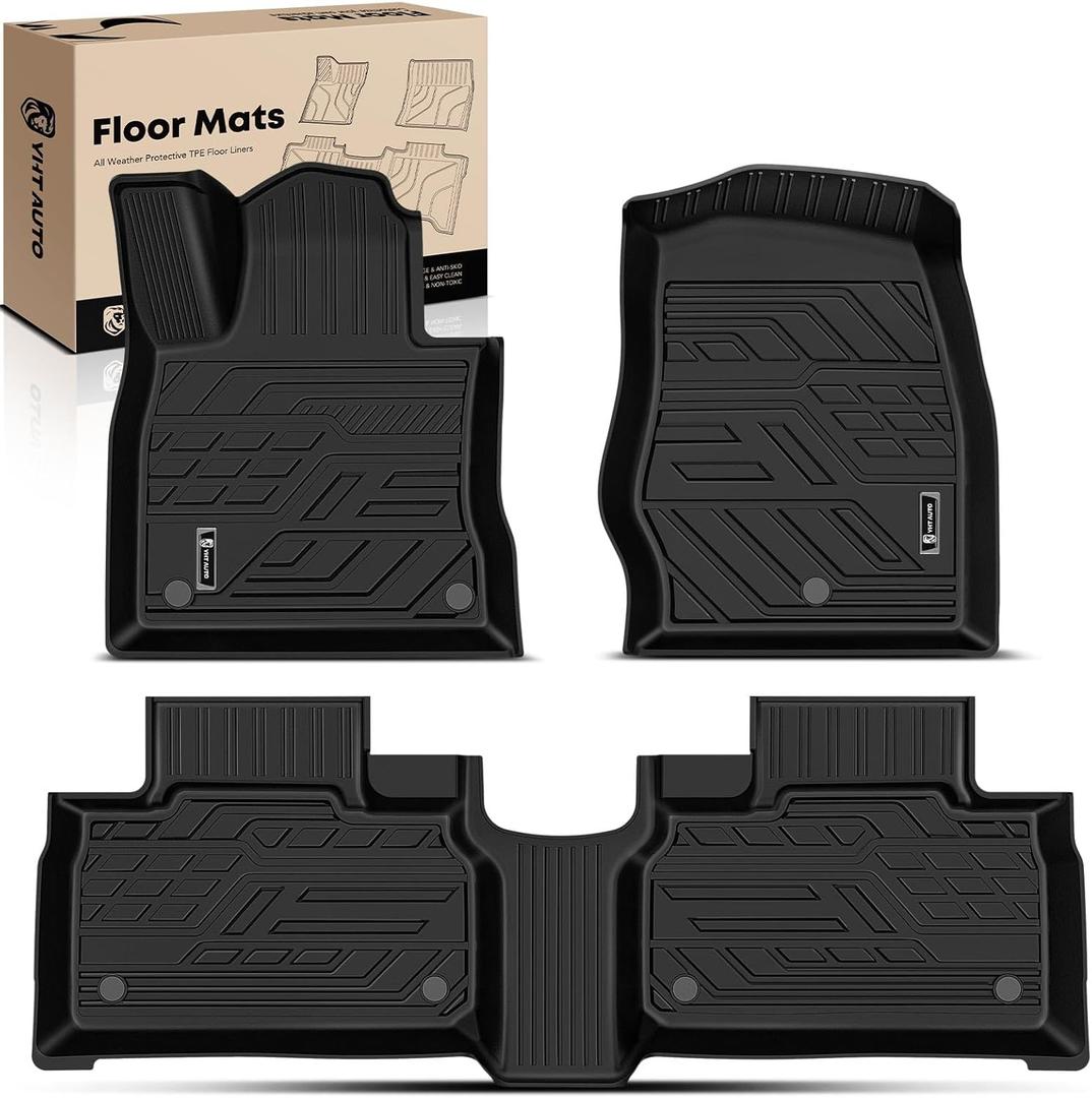 YHTAUTO Floor Mats Fit 2020-2025 Ford Explorer, TPE All Weather Car Mats Waterproof Anti-Slip Odorless Floor Liner, Interior Car Accessories Front & 2nd Row Liner