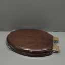 Angel Shield Durable Wood Veneer Natural Toilet Seat Metal Hinged Easy Clean Anti-scratch American Standard(Elongated,Dark Walnut) (Elongated-18.5)