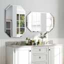 Chende 2PCS Beveled Bathroom Mirror, 20" x 30" Octagon Frameless Wall Mirror with Beveled Edge, Glass Mirror Vertical or Horizontal Hanging