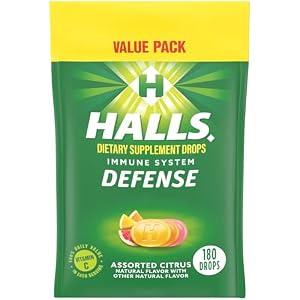 HALLS Defense Assorted Citrus Vitamin C Drops, Value Pack, 180 Drops EXP May 24 2025