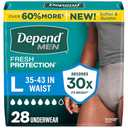 Depend Fresh Protection Adult Diapers, Incontinence Underwear for Men, Disposable, Maximum, Large