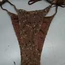 MakeMeChic Women's 3 Piece Crochet Bikini Sets with Cover Up Skirt | Summer Bathing Suit, Halter Triangle, Swimsuits (Brown, S)