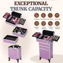 TOPACK Professional 4-In-1 Rolling Makeup Train Case, Large Makeup Travel Case with Key Shoulder Strap/Handle Cushion I Makeup Train Case Organizer I Cosmetology Case on Wheels I Pink