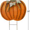 Morning View Pumpkin Garden Stakes Metal Yard Sign Fall Decor Outdoor Autumn Yard Stake Art Pumpkin Lawn Ornaments for Patio Porch Thanksgiving Halloween Harvest 26 Inches Tall